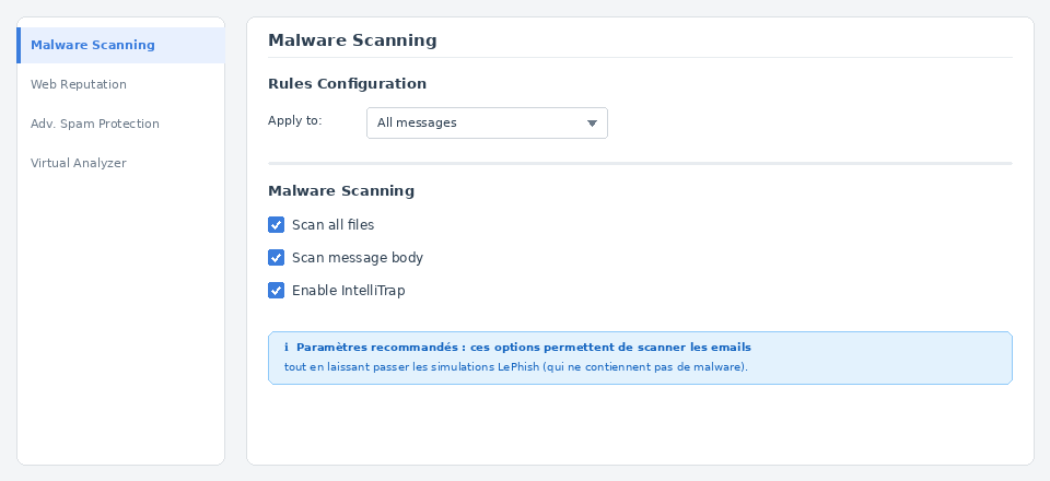 Trend Micro - Malware Scanning configuration