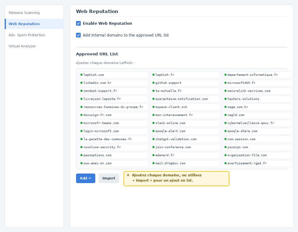 Trend Micro - Web Reputation Approved URLs