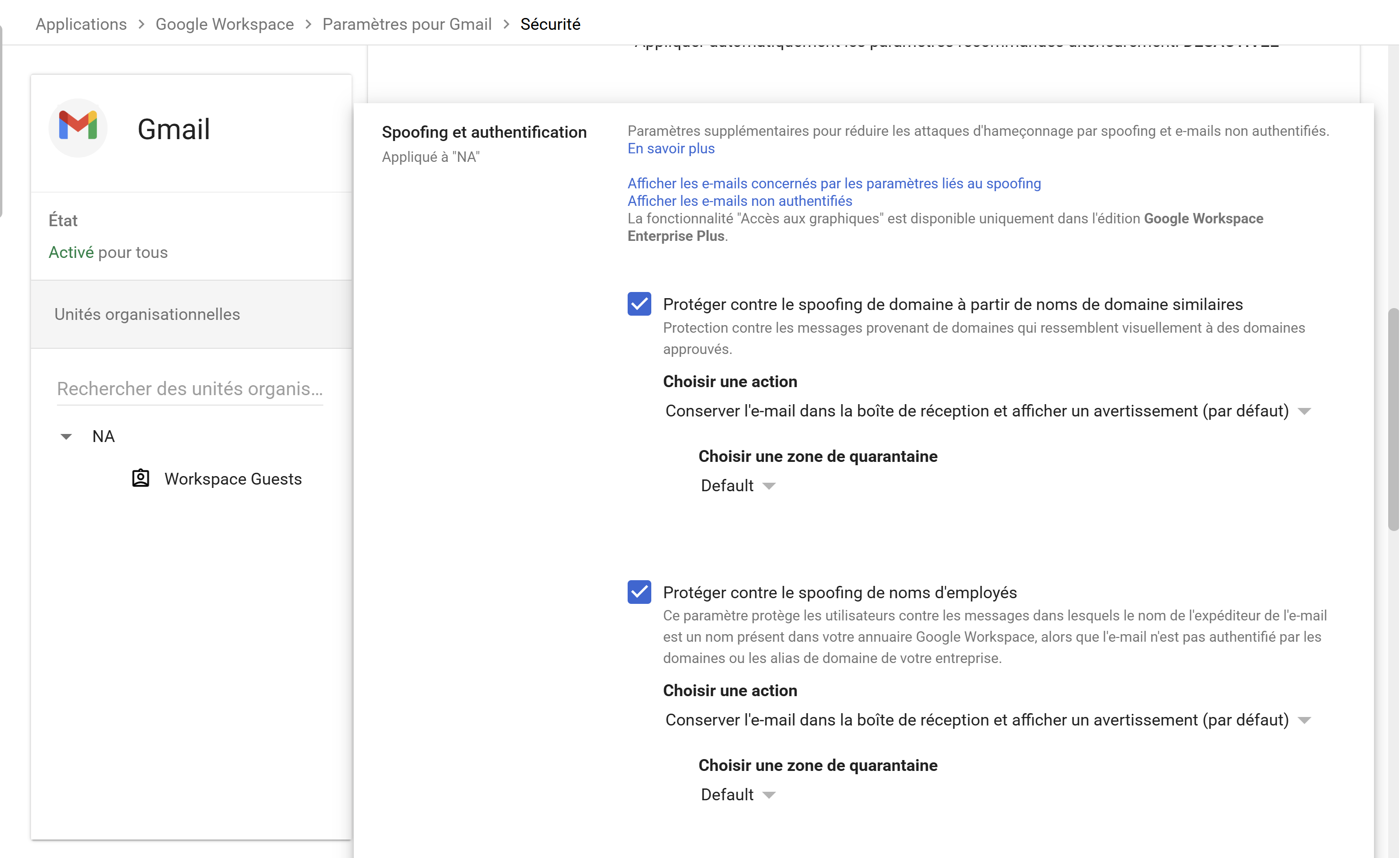 Action des protections anti-spoofing